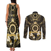 Niue Women's Day Couples Matching Tank Maxi Dress and Long Sleeve Button Shirt With Polynesian Pattern LT05 - Polynesian Pride