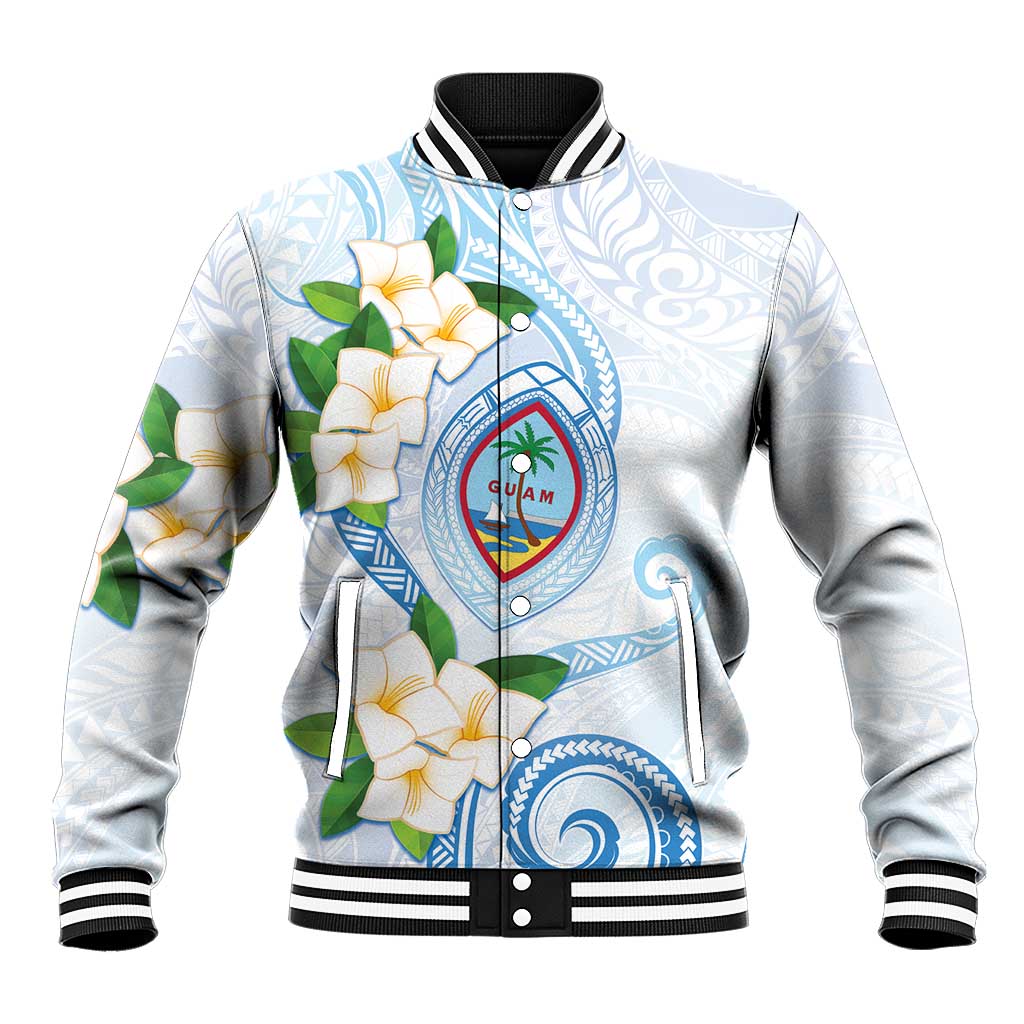 Guam Chamorro Baseball Jacket Guasali Flowers Curves Style LT05 Unisex Blue - Polynesian Pride