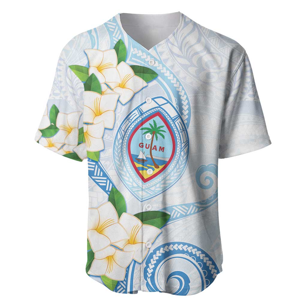 Guam Chamorro Baseball Jersey Guasali Flowers Curves Style LT05 Blue - Polynesian Pride