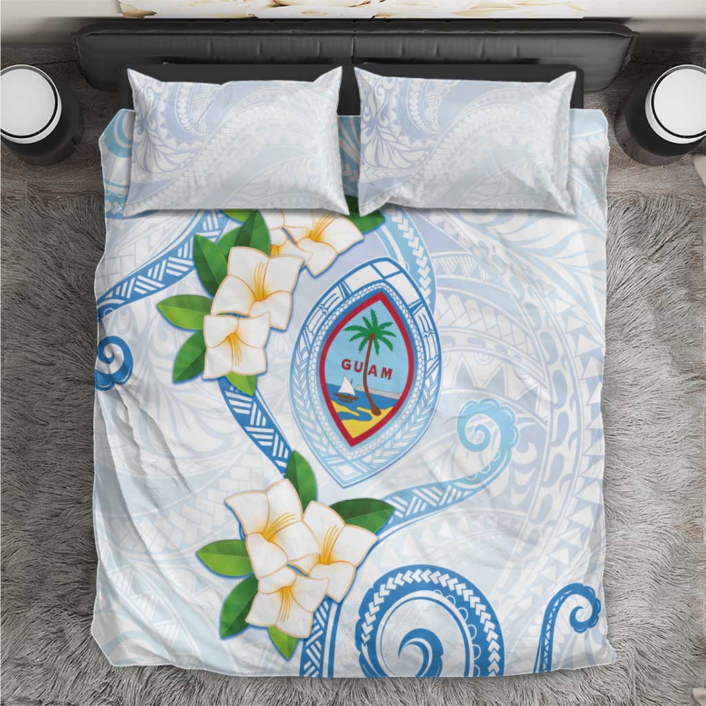 Guam Chamorro Bedding Set Guasali Flowers Curves Style LT05 Blue - Polynesian Pride