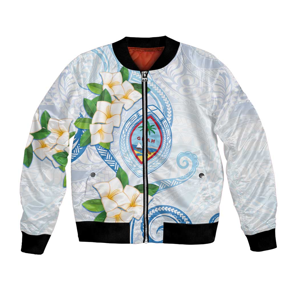 Guam Chamorro Bomber Jacket Guasali Flowers Curves Style LT05 Unisex Blue - Polynesian Pride