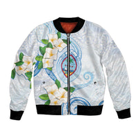 Guam Chamorro Bomber Jacket Guasali Flowers Curves Style LT05 Unisex Blue - Polynesian Pride