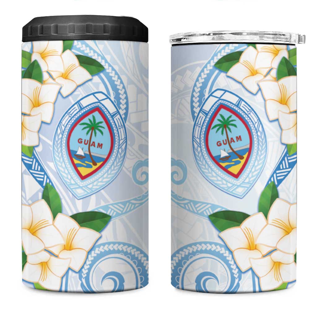 Guam Chamorro 4 in 1 Can Cooler Tumbler Guasali Flowers Curves Style LT05 One Size: 16 oz Blue - Polynesian Pride