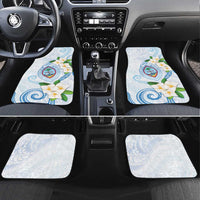 Guam Chamorro Car Mats Guasali Flowers Curves Style LT05 Set 4pcs Blue - Polynesian Pride