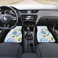 Guam Chamorro Car Mats Guasali Flowers Curves Style LT05 Set 2pcs - Front Blue - Polynesian Pride