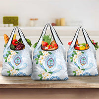 Guam Chamorro Grocery Bag Guasali Flowers Curves Style LT05 3-pack One Size Blue - Polynesian Pride
