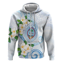 Guam Chamorro Hoodie Guasali Flowers Curves Style LT05 Zip Hoodie Blue - Polynesian Pride