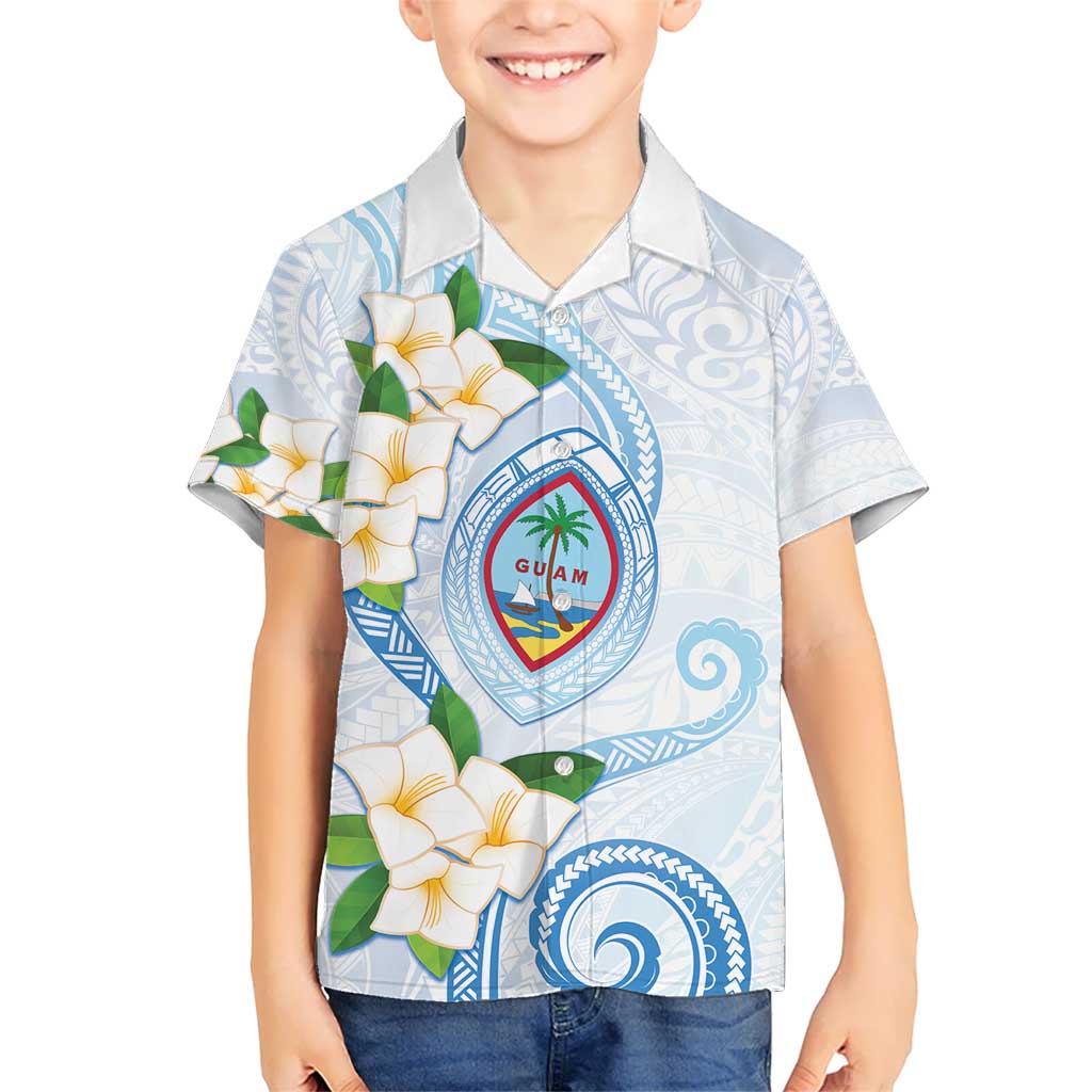 Guam Chamorro Kid Hawaiian Shirt Guasali Flowers Curves Style LT05 Kid Blue - Polynesian Pride