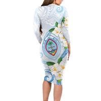 Guam Chamorro Long Sleeve Bodycon Dress Guasali Flowers Curves Style LT05 - Polynesian Pride