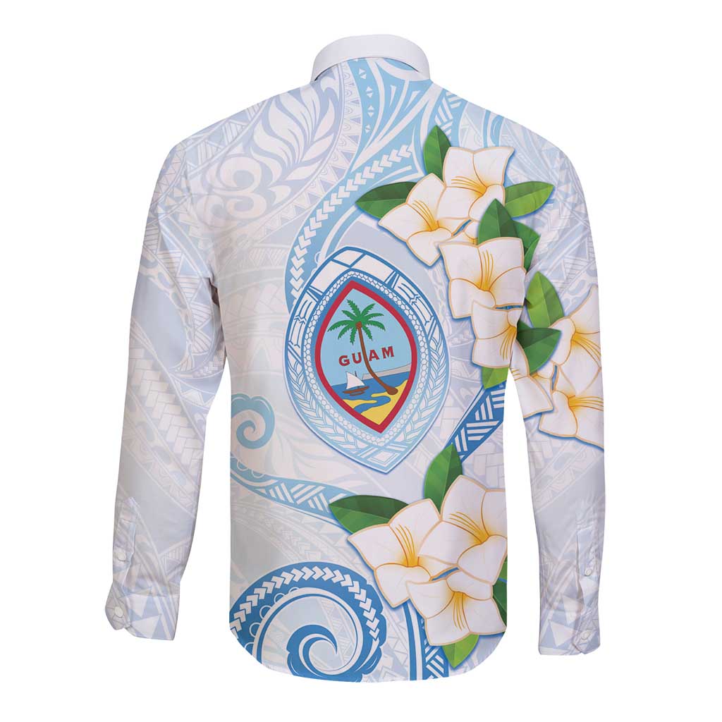 Guam Chamorro Long Sleeve Button Shirt Guasali Flowers Curves Style LT05 - Polynesian Pride