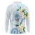 Guam Chamorro Long Sleeve Polo Shirt Guasali Flowers Curves Style