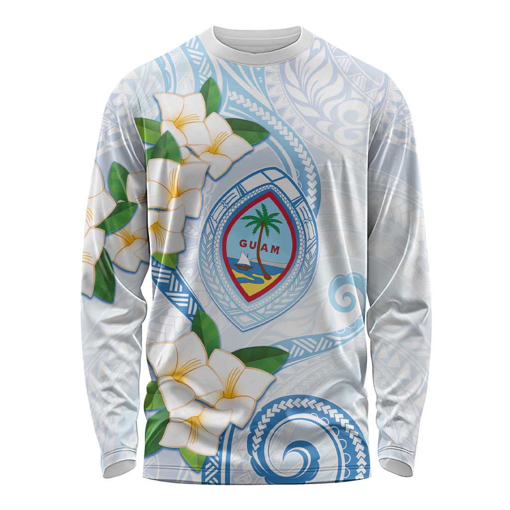 Guam Chamorro Long Sleeve Shirt Guasali Flowers Curves Style LT05 Unisex Blue - Polynesian Pride