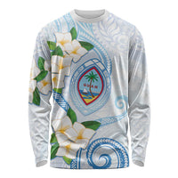 Guam Chamorro Long Sleeve Shirt Guasali Flowers Curves Style LT05 Unisex Blue - Polynesian Pride