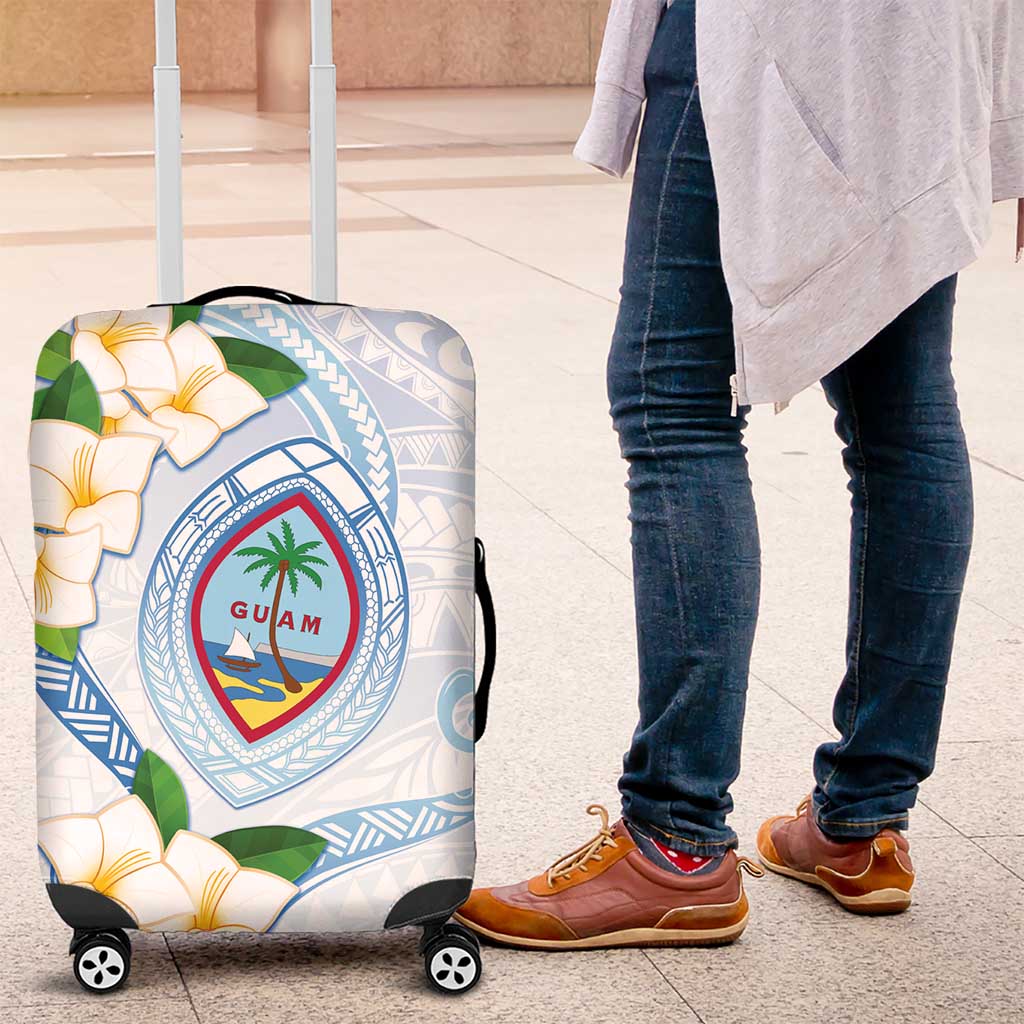 Guam Chamorro Luggage Cover Guasali Flowers Curves Style LT05 Blue - Polynesian Pride