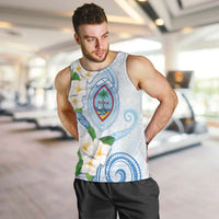 Guam Chamorro Men Tank Top Guasali Flowers Curves Style LT05 Blue - Polynesian Pride