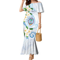 Guam Chamorro Mermaid Dress Guasali Flowers Curves Style LT05 Women Blue - Polynesian Pride