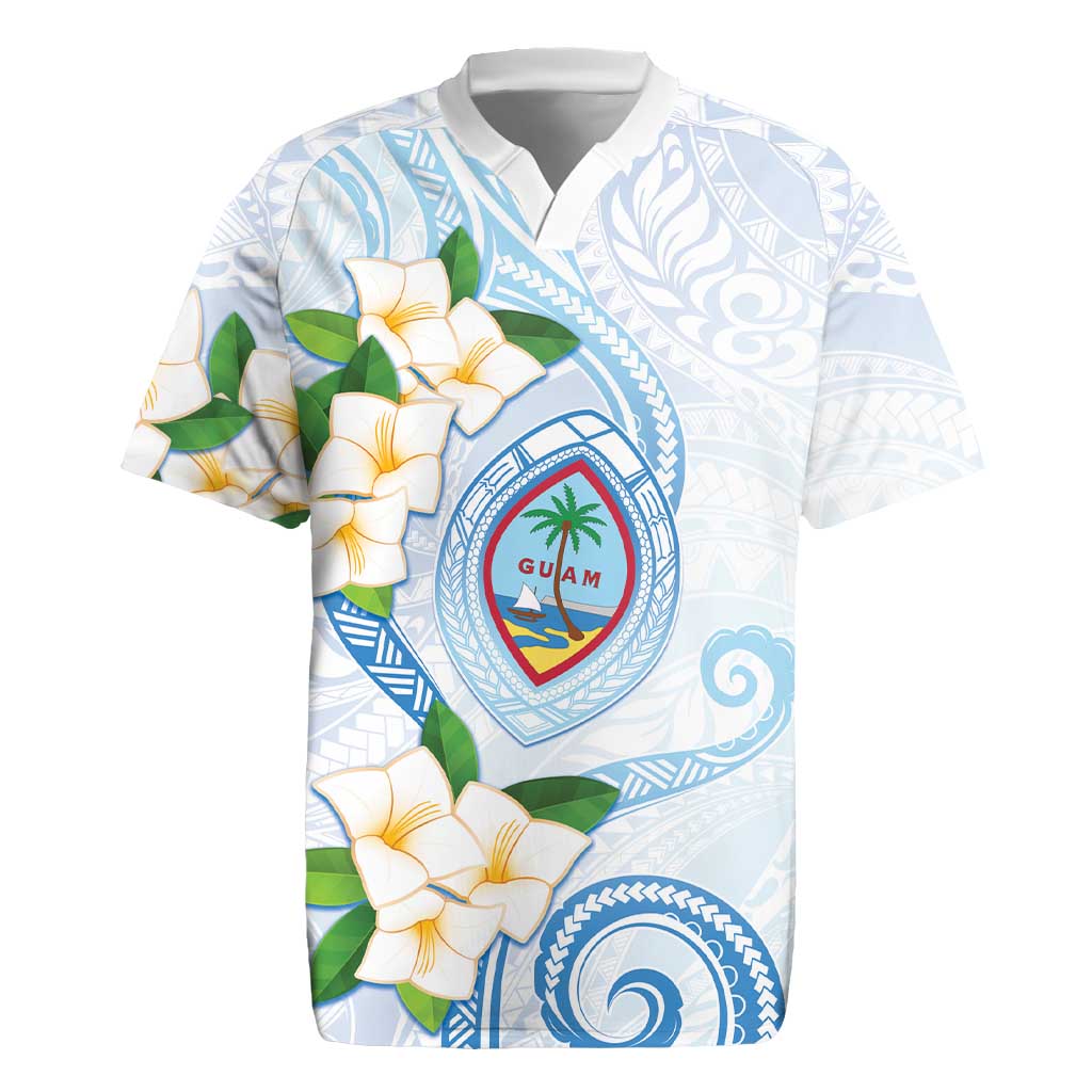Guam Chamorro Rugby Jersey Guasali Flowers Curves Style LT05 Blue - Polynesian Pride