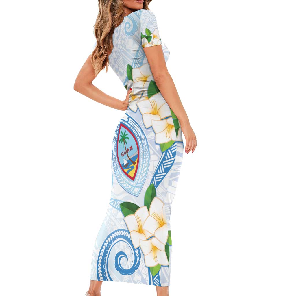 Guam Chamorro Short Sleeve Bodycon Dress Guasali Flowers Curves Style LT05 - Polynesian Pride