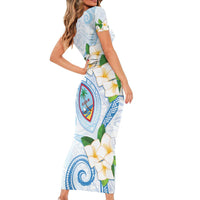 Guam Chamorro Short Sleeve Bodycon Dress Guasali Flowers Curves Style LT05 - Polynesian Pride