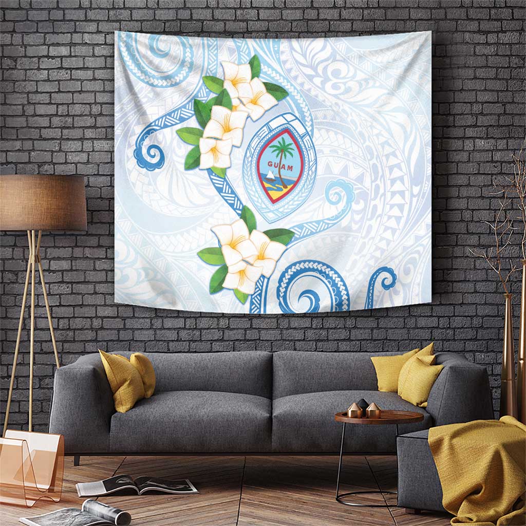 Guam Chamorro Tapestry Guasali Flowers Curves Style LT05 Blue - Polynesian Pride