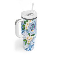 Guam Chamorro Tumbler With Handle Guasali Flowers Curves Style LT05 - Polynesian Pride