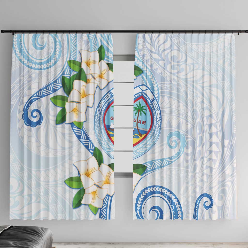 Guam Chamorro Window Curtain Guasali Flowers Curves Style LT05 With Hooks Blue - Polynesian Pride
