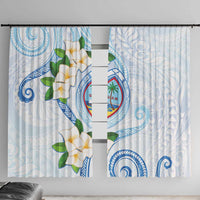 Guam Chamorro Window Curtain Guasali Flowers Curves Style LT05 With Hooks Blue - Polynesian Pride