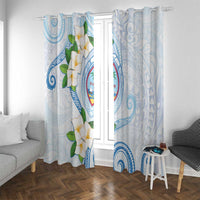 Guam Chamorro Window Curtain Guasali Flowers Curves Style LT05 With Grommets Blue - Polynesian Pride