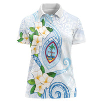Guam Chamorro Women Polo Shirt Guasali Flowers Curves Style LT05 Female Blue - Polynesian Pride