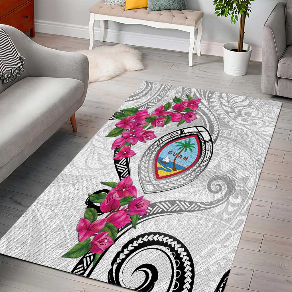 Guam Chamorro Area Rug Curves Polynesian Tattoo Mix Bougainvillea LT05 - Polynesian Pride