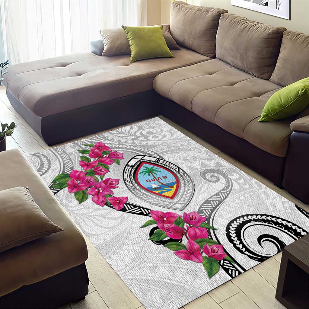 Guam Chamorro Area Rug Curves Polynesian Tattoo Mix Bougainvillea LT05 - Polynesian Pride