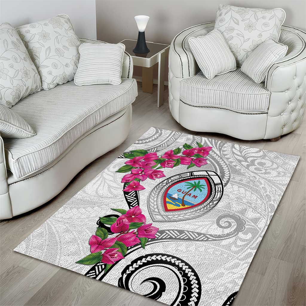 Guam Chamorro Area Rug Curves Polynesian Tattoo Mix Bougainvillea LT05 - Polynesian Pride