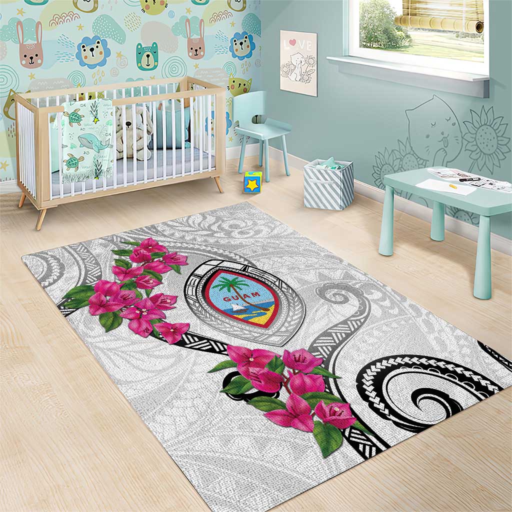 Guam Chamorro Area Rug Curves Polynesian Tattoo Mix Bougainvillea LT05 - Polynesian Pride