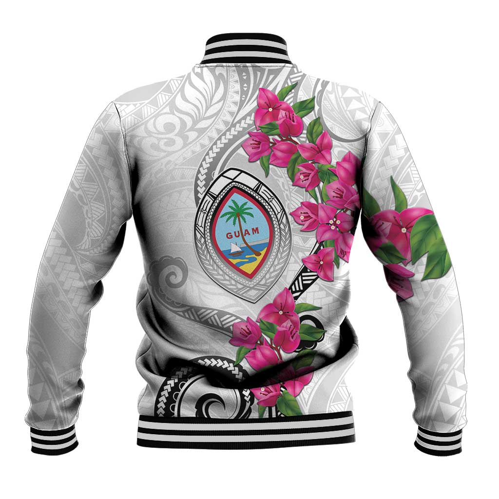 Guam Chamorro Baseball Jacket Curves Polynesian Tattoo Mix Bougainvillea LT05 - Polynesian Pride