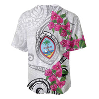 Guam Chamorro Baseball Jersey Curves Polynesian Tattoo Mix Bougainvillea LT05 - Polynesian Pride