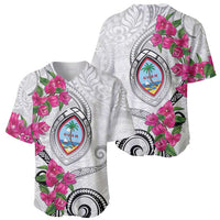 Guam Chamorro Baseball Jersey Curves Polynesian Tattoo Mix Bougainvillea LT05 - Polynesian Pride