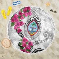 Guam Chamorro Beach Blanket Curves Polynesian Tattoo Mix Bougainvillea LT05 One Size 150cm White - Polynesian Pride