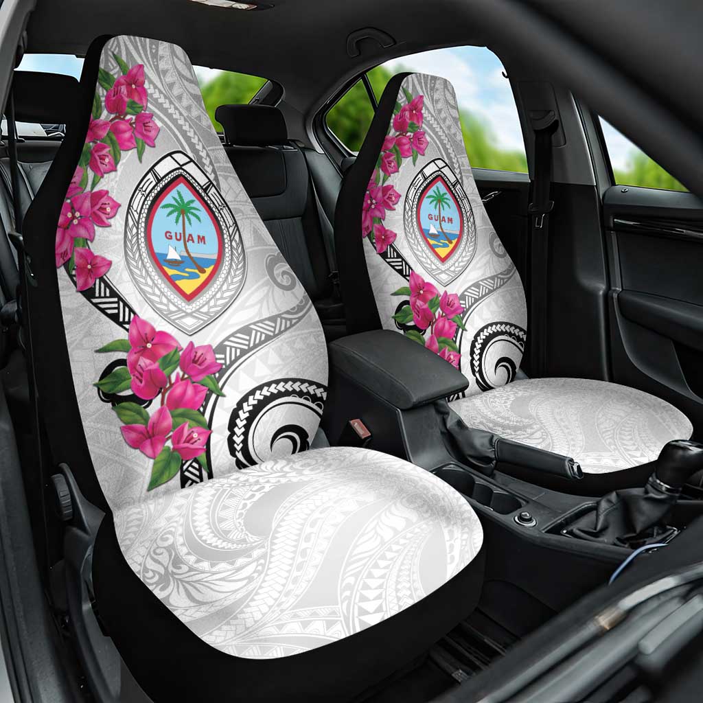 Guam Chamorro Car Seat Cover Curves Polynesian Tattoo Mix Bougainvillea LT05 One Size White - Polynesian Pride
