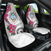 Guam Chamorro Car Seat Cover Curves Polynesian Tattoo Mix Bougainvillea LT05 One Size White - Polynesian Pride