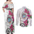 Guam Chamorro Couples Matching Off Shoulder Maxi Dress and Long Sleeve Button Shirt Curves Polynesian Tattoo Mix Bougainvillea