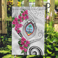 Guam Chamorro Garden Flag Curves Polynesian Tattoo Mix Bougainvillea LT05 Garden Flag White - Polynesian Pride