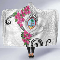 Guam Chamorro Hooded Blanket Curves Polynesian Tattoo Mix Bougainvillea LT05 One Size White - Polynesian Pride
