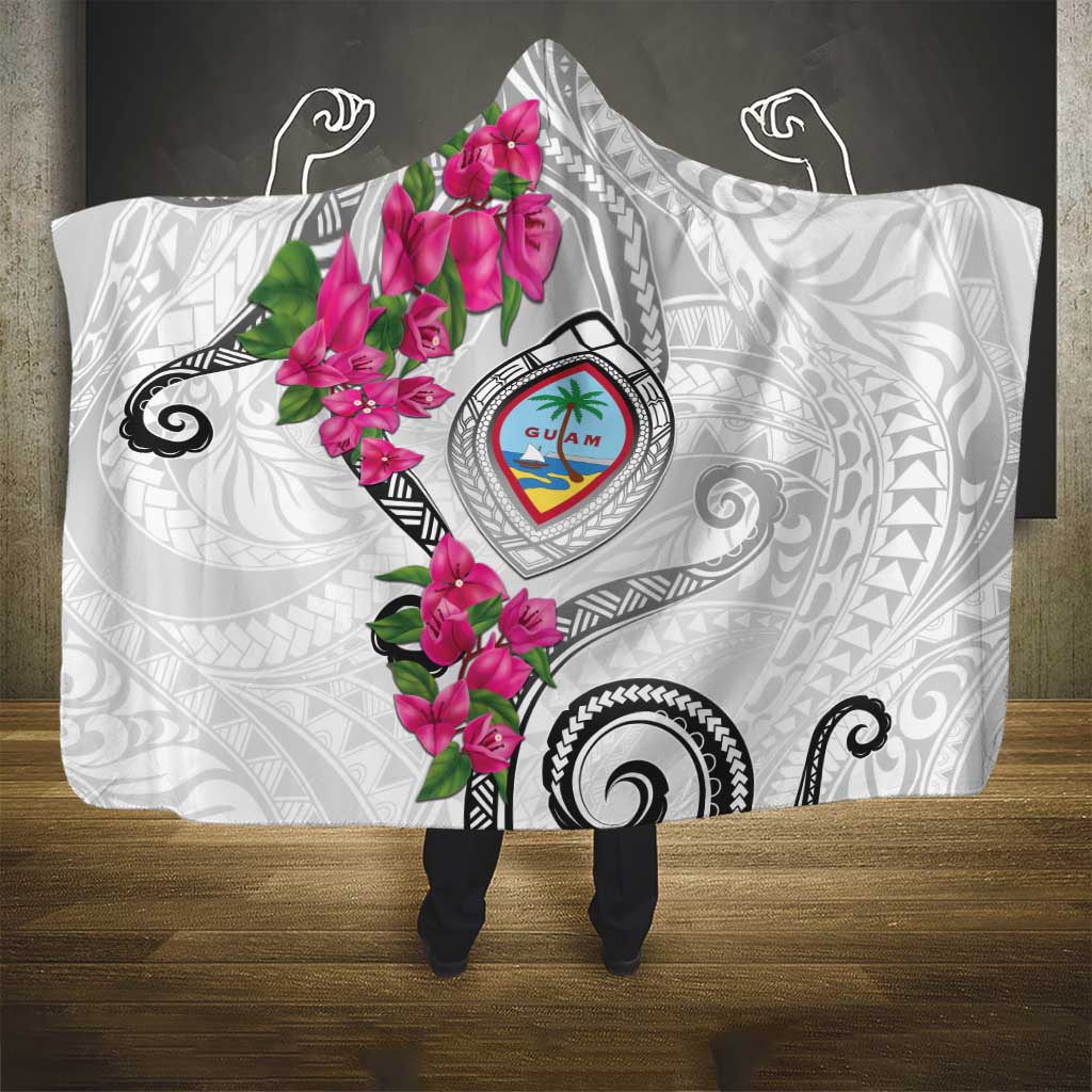 Guam Chamorro Hooded Blanket Curves Polynesian Tattoo Mix Bougainvillea LT05 - Polynesian Pride