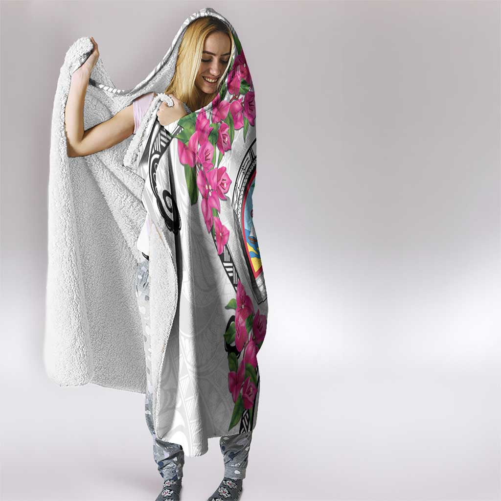 Guam Chamorro Hooded Blanket Curves Polynesian Tattoo Mix Bougainvillea LT05 - Polynesian Pride