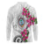 Guam Chamorro Long Sleeve Polo Shirt Curves Polynesian Tattoo Mix Bougainvillea