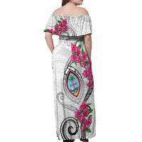 Guam Chamorro Off Shoulder Maxi Dress Curves Polynesian Tattoo Mix Bougainvillea LT05 - Polynesian Pride