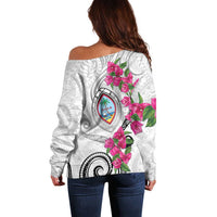 Guam Chamorro Off Shoulder Sweater Curves Polynesian Tattoo Mix Bougainvillea LT05 - Polynesian Pride
