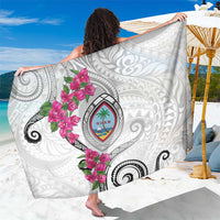 Guam Chamorro Sarong Curves Polynesian Tattoo Mix Bougainvillea LT05 One Size 44 x 66 inches White - Polynesian Pride