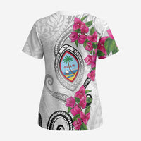 Guam Chamorro Scrub Top Curves Polynesian Tattoo Mix Bougainvillea LT05 - Polynesian Pride