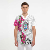 Guam Chamorro Scrub Top Curves Polynesian Tattoo Mix Bougainvillea LT05 - Polynesian Pride